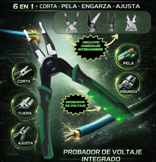 Multifix®-Alicate con cabezales intercambiables con probador de voltaje